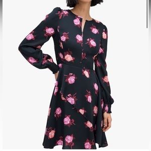 Kate spade rose garden smocked satin dress